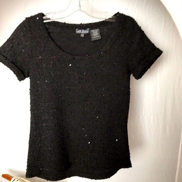Lady Dutch sequinned scoop neck short sleeve top - Picture 1 of 5